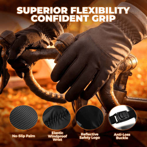 Helmorix Professional Thermal Touchscreen Full Finger Fleece Lined Weather Resistant Performance Riding Safety Gear