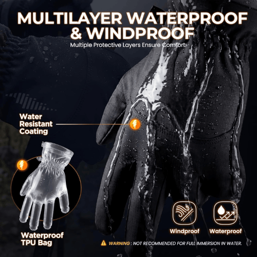 Helmorix Professional Thermal Touchscreen Full Finger Fleece Lined Weather Resistant Performance Riding Safety Gear