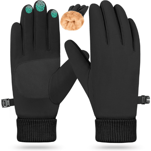 Helmorix Professional Thermal Touchscreen Full Finger Fleece Lined Knit Cuff Performance Riding Safety Gear