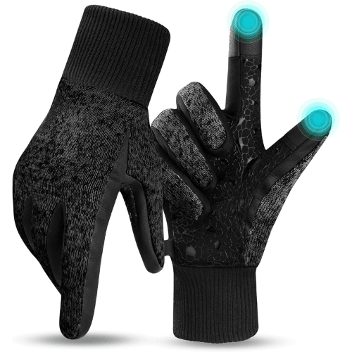 Helmorix Professional Thermal Touchscreen Full Finger Fleece Lined Knit Cuff Performance Riding Safety Gear